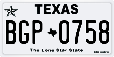 TX license plate BGP0758
