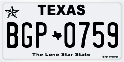 TX license plate BGP0759