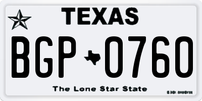 TX license plate BGP0760