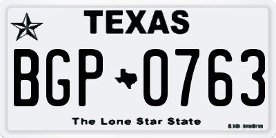 TX license plate BGP0763