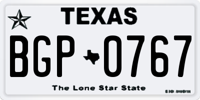 TX license plate BGP0767