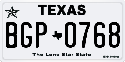 TX license plate BGP0768