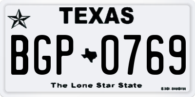 TX license plate BGP0769