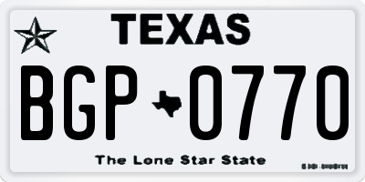 TX license plate BGP0770