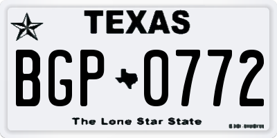 TX license plate BGP0772