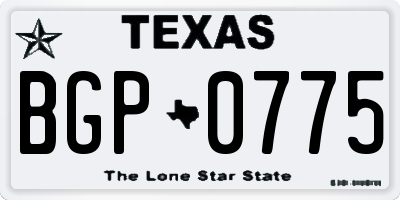 TX license plate BGP0775