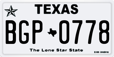 TX license plate BGP0778