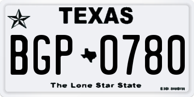 TX license plate BGP0780
