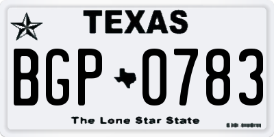 TX license plate BGP0783