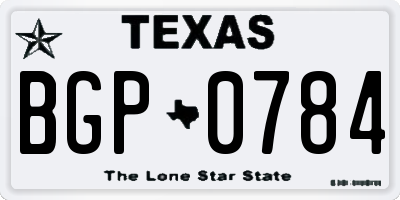 TX license plate BGP0784