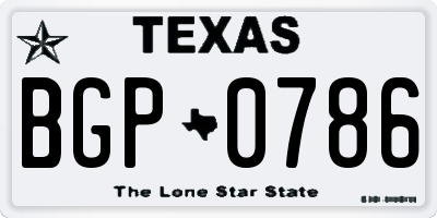 TX license plate BGP0786