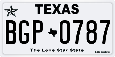 TX license plate BGP0787