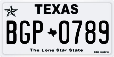 TX license plate BGP0789