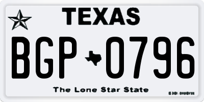 TX license plate BGP0796