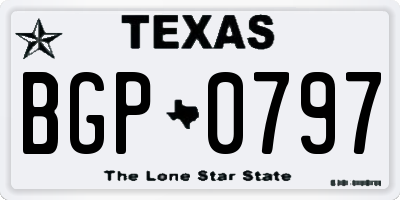 TX license plate BGP0797
