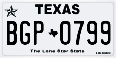 TX license plate BGP0799
