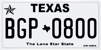 TX license plate BGP0800