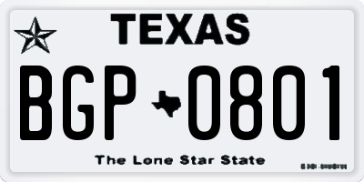 TX license plate BGP0801
