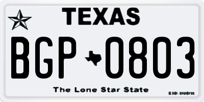 TX license plate BGP0803