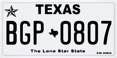 TX license plate BGP0807