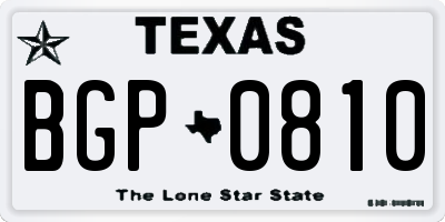 TX license plate BGP0810