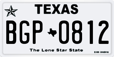 TX license plate BGP0812