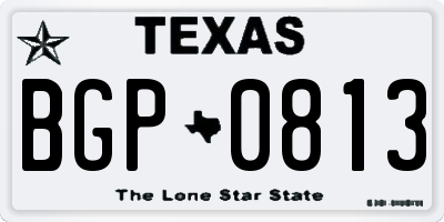 TX license plate BGP0813