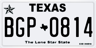 TX license plate BGP0814