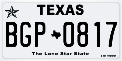 TX license plate BGP0817