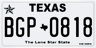 TX license plate BGP0818