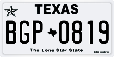 TX license plate BGP0819