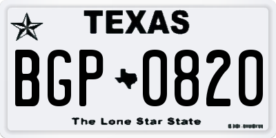 TX license plate BGP0820