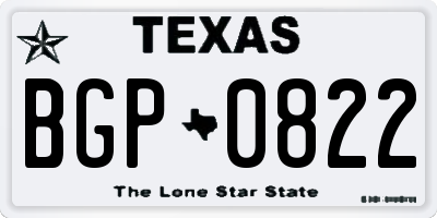 TX license plate BGP0822