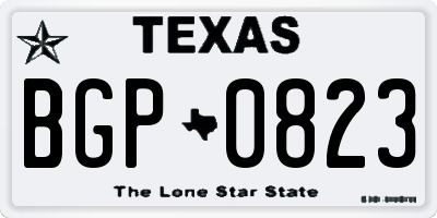 TX license plate BGP0823