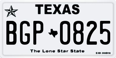 TX license plate BGP0825