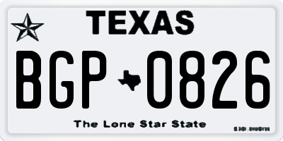 TX license plate BGP0826