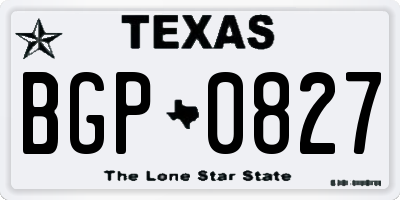 TX license plate BGP0827
