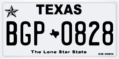 TX license plate BGP0828