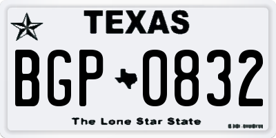 TX license plate BGP0832