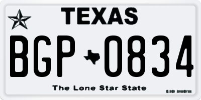 TX license plate BGP0834