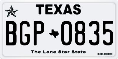 TX license plate BGP0835