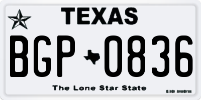 TX license plate BGP0836
