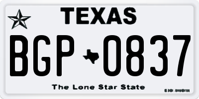 TX license plate BGP0837
