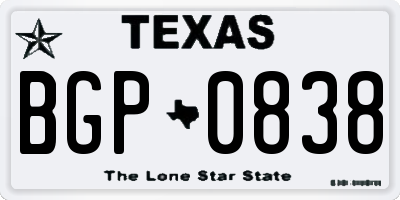 TX license plate BGP0838