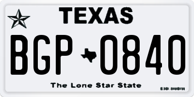 TX license plate BGP0840