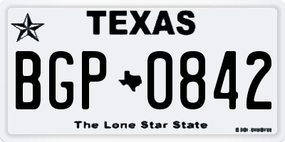 TX license plate BGP0842