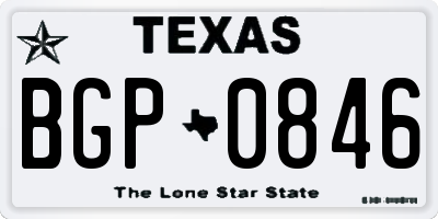 TX license plate BGP0846