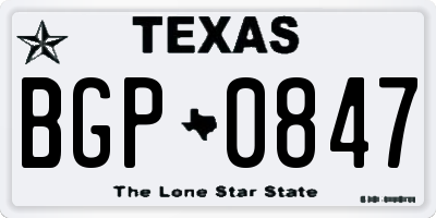 TX license plate BGP0847