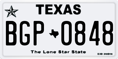 TX license plate BGP0848