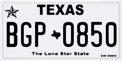 TX license plate BGP0850